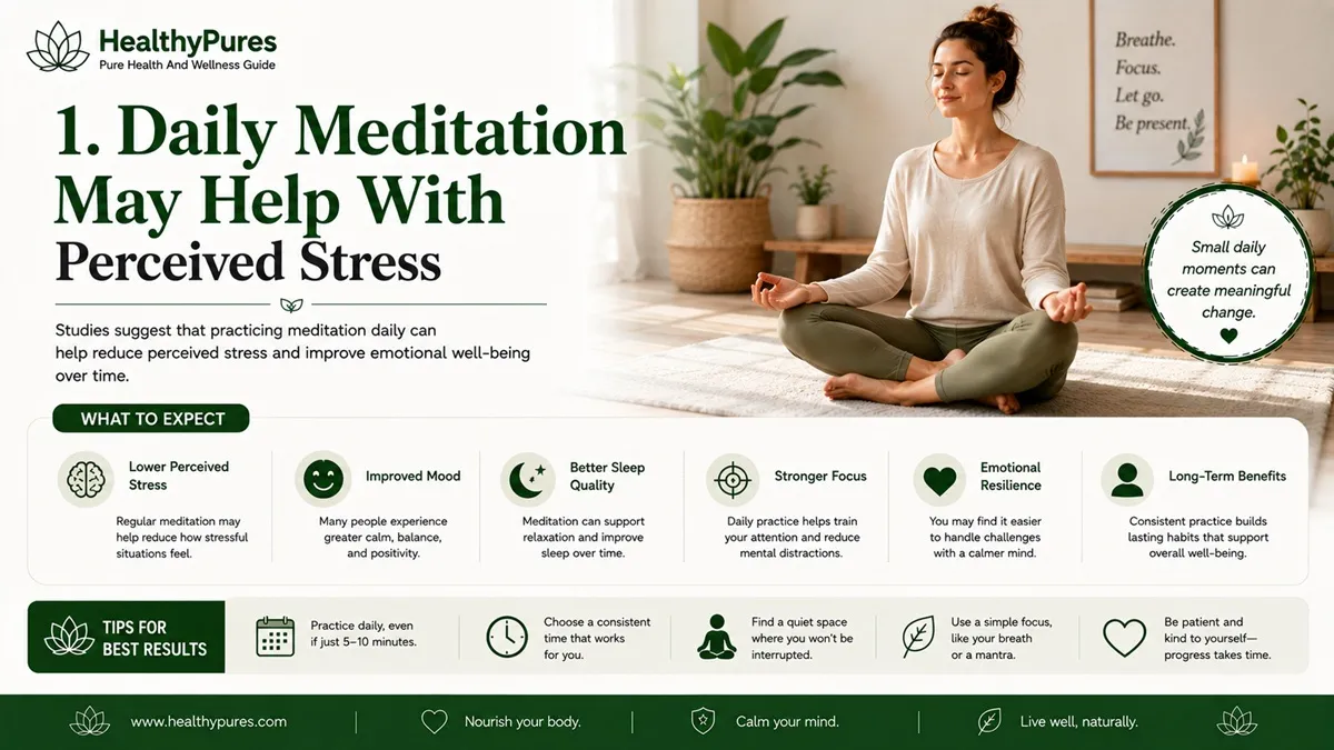 1. Daily Meditation May Help With Perceived Stress