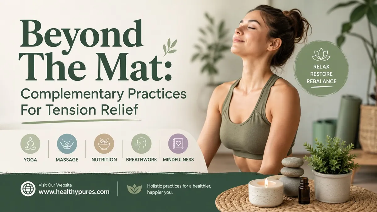 Relaxing after a yoga session with several general wellness options