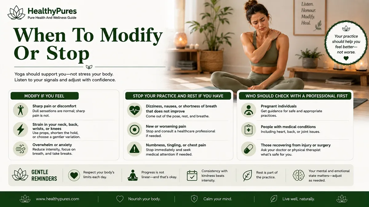 Yoga For Stress Relief: 10-Minute Routine At Home 8 When To Modify Or Stop