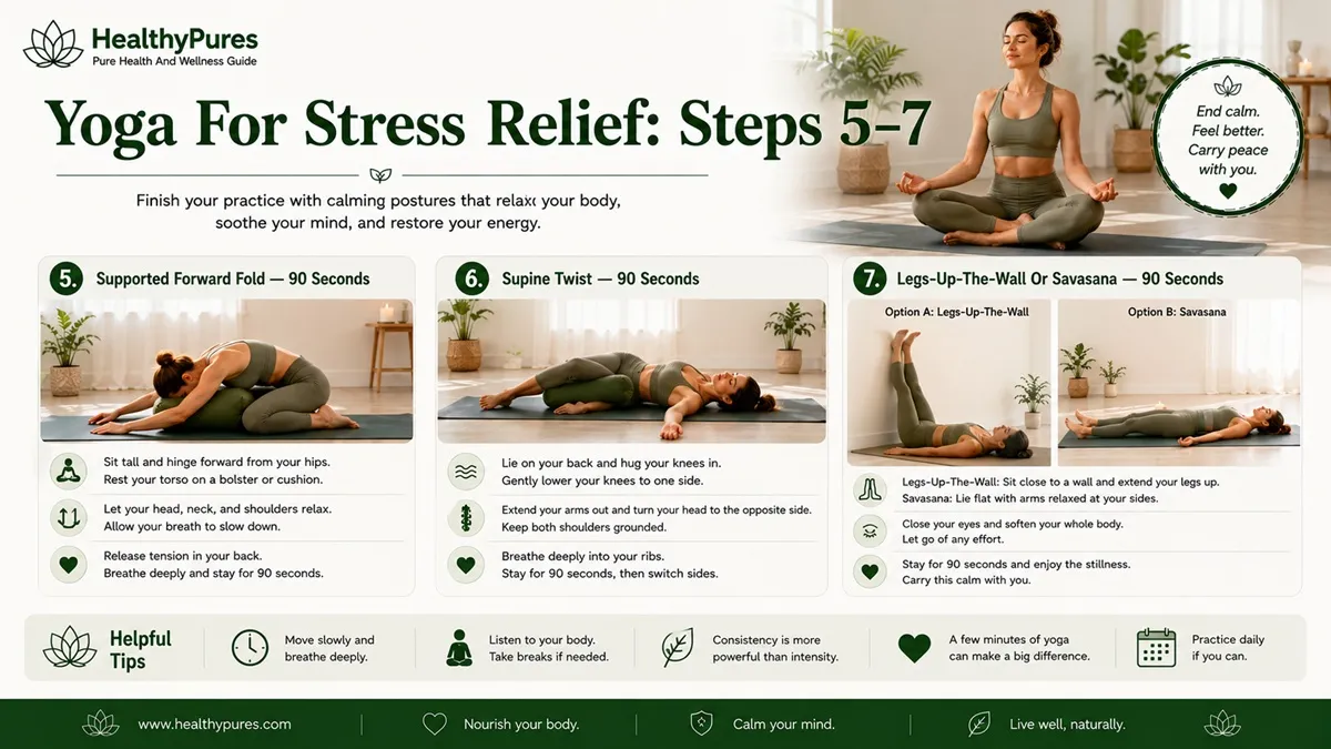 Yoga For Stress Relief: 10-Minute Routine At Home 6 Yoga For Stress Relief Steps 5–7