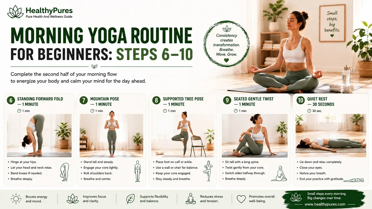 Morning Yoga Routine For Beginners Steps 6–10