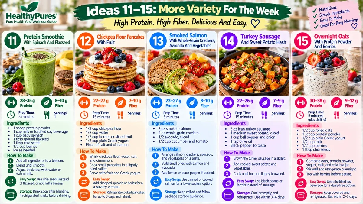High Protein High Fiber Breakfast Ideas: 15 Easy Options 7 Ideas 11–15 More Variety For The Week