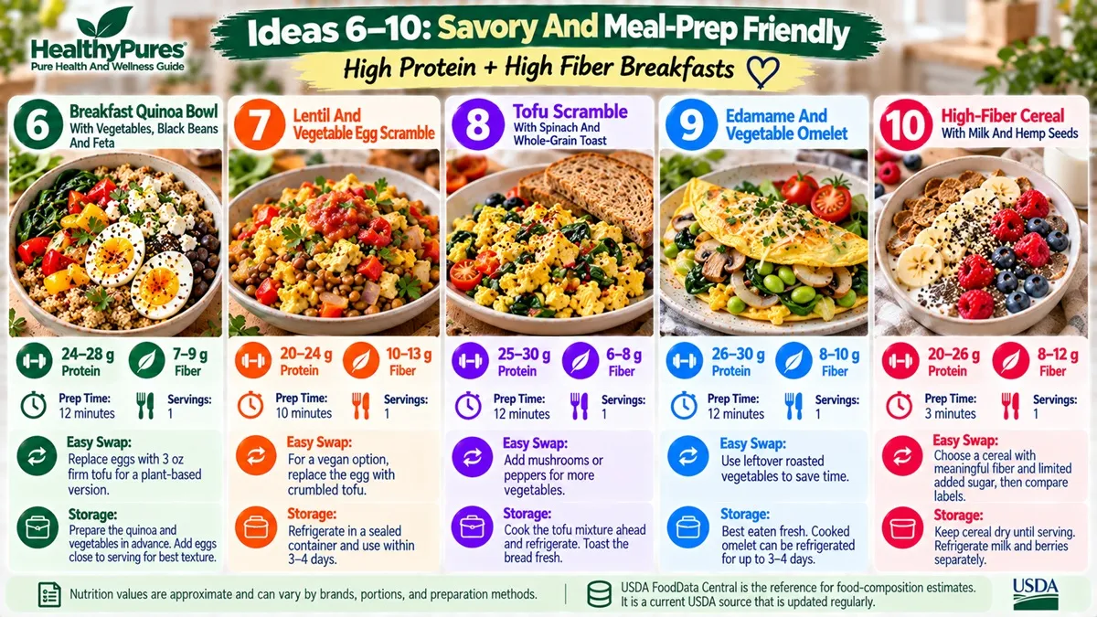 High Protein High Fiber Breakfast Ideas: 15 Easy Options 6 Ideas 6–10 Savory And Meal-Prep Friendly